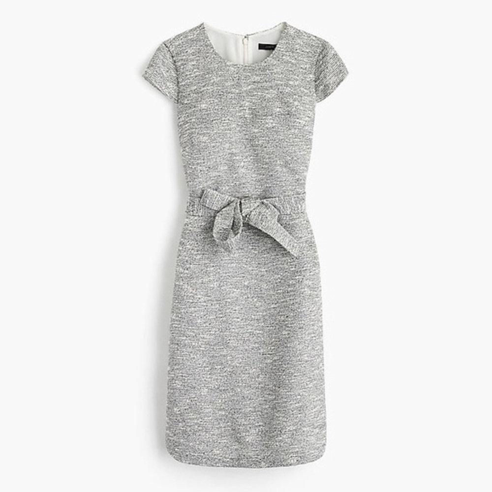 J. Crew Belted Dress in Black and White Tweed